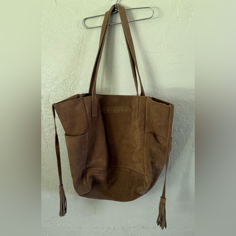 Sundance Italy Leather Suede Tote Bag Brown